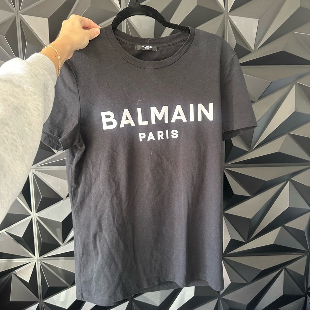Balmain Black Tee with Logo